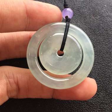冰种飘花平安扣挂件 冰爽干净 玉质细腻通透