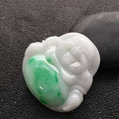 糯种飘绿花佛公挂件