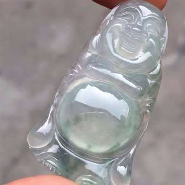 福利！冰种飘彩站佛：完美无裂纹，种老起胶，雕工精致，色泽漂亮，饱满，尺寸：38.8/22.4/6.6