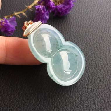 冰种18k 金扣飘花葫芦吊坠