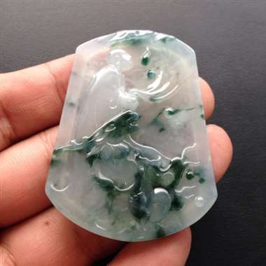 冰种飘花马上得道 水润完美