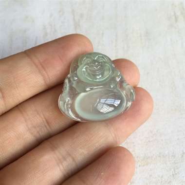 起光 笑佛 冰种 整体有底色 质地细腻 冰透感好 种老 水头足 光感十足 底子干净 上身佩戴漂亮 无