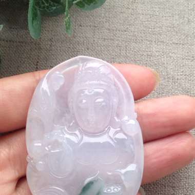 冰种大件飘花观音，完美！上身效果极好！