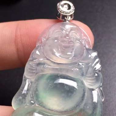 冰种布袋佛吊坠,真金真钻镶嵌,完美,种水超好,玉质细腻 冰种布袋佛吊坠,真金真钻镶嵌,完美,种水超好,玉质细腻