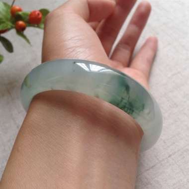 冰起胶蓝花加黄正装手镯，完美