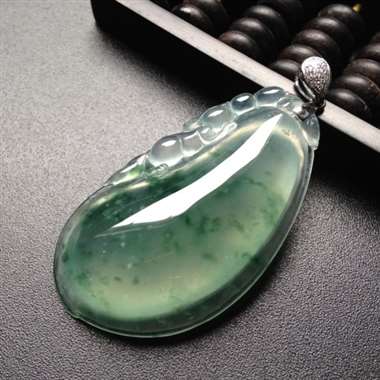 冰种飘蓝花福瓜 尺寸48-28-9毫米