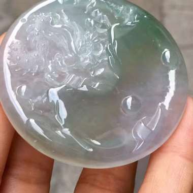 2老坑冰种晴底双彩《龙行天下》，冰透完美起光大件厚装