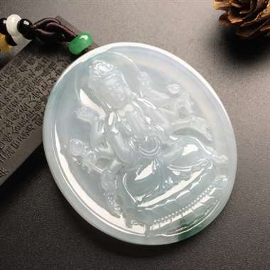 0331 糯冰飘花千手观音 尺寸:55.5-50-6.5毫米 0331 糯冰飘花千手观音 尺寸:55.5-50-6.5毫米