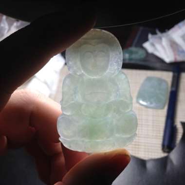 冰种带色观音 种老水足 美观大方 完美无裂