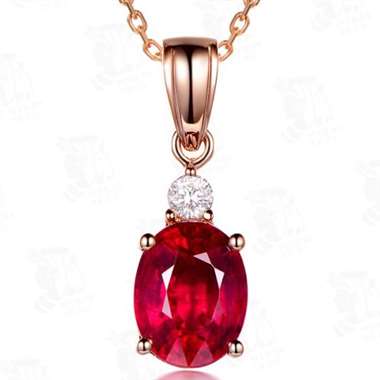18K红碧玺吊坠，主石1.3ct，配钻0.03ct，金重约1g
