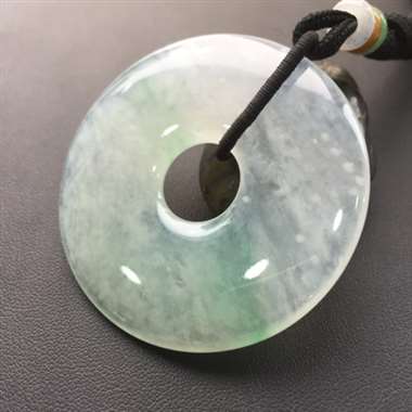 高冰飘绿平安扣，种老，水头好，飘花灵动，大尺寸