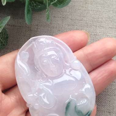 冰种大件飘花观音，完美！上身效果极好！