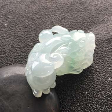 冰种飘花貔貅挂件 冰爽通透 底细干净