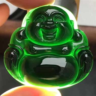 冰种墨翠佛公 