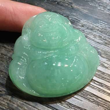 苹果绿佛公，完美色阳，饱满厚装，面相好，性价比高，推荐，尺寸36.7*35.0*8.8mm，重量16