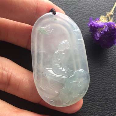 冰种飘花挂件 冰爽干净 玉质细腻饱满
