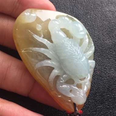 冰糯种黄皮 十二星座之天蝎座挂件