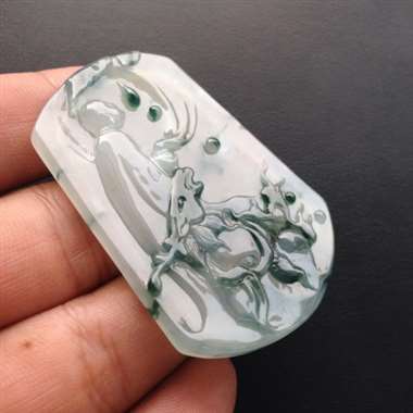 冰种飘花马上得道 水润完美