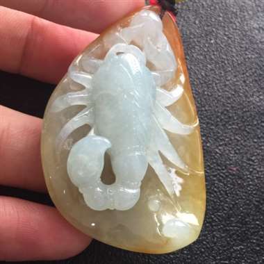 冰糯种黄皮 十二星座之天蝎座挂件 冰糯种黄皮 十二星座之天蝎座挂件