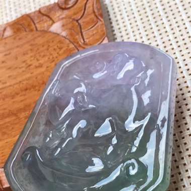 1老坑冰种冰紫《招财福猪》,冰透完美起光 1老坑冰种冰紫《招财福猪》,冰透完美起光