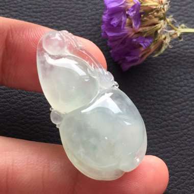 冰种飘点点雪花葫芦挂件 冰爽通透 细腻饱满水润