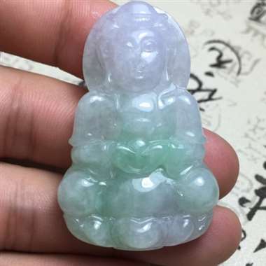 春带彩正装观音 种水足 色泽鲜艳 品相好 雕工好 完美厚庄