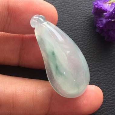 冰种飘花福瓜挂件 玉质通透 冰爽饱满