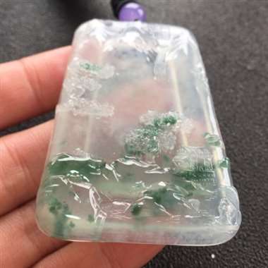 冰起胶飘花山水吊牌