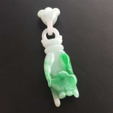 冰种飘阳绿如意佛手挂件