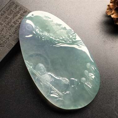 402 冰种飘花地藏王 名师作品 尺寸:70-41-5.7毫米