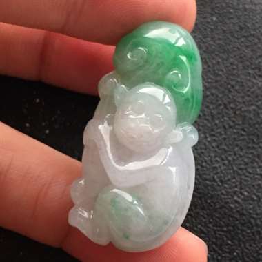 冰糯种飘花猴子挂件