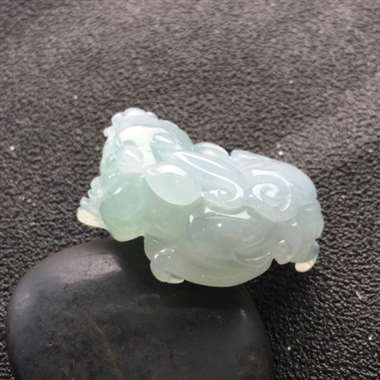 冰种飘花貔貅挂件 冰爽通透 底细干净
