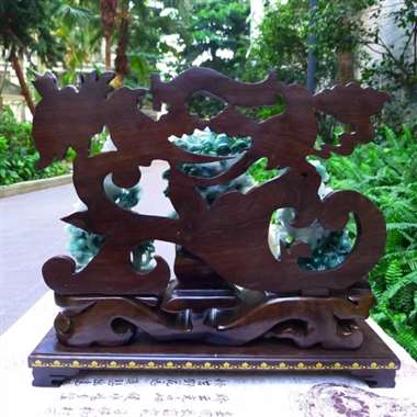 翡翠A货老坑水润飘绿精工国色天香孔雀开屏摆件 约裸石尺寸：190/110/32*160/110/30