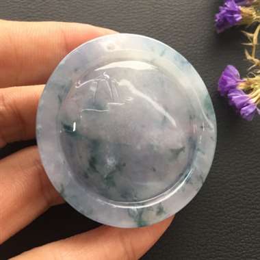 冰糯种飘花紫罗兰观音挂件 玉质细腻饱满 端庄优雅