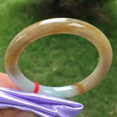 黄翡圆条，尺寸53.2-8.7-8.7，水润细腻，颜色亮丽，打灯微纹，编号041303