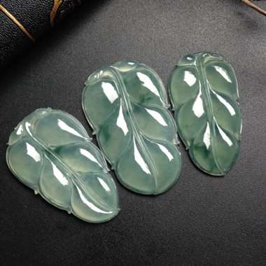 冰种飘花叶子 最大尺寸44-30-4毫米 最小尺寸43-23-4毫米(一批) 冰种飘花叶子 最大尺寸44-30-4毫米 最小尺寸43-23-4毫米(一批)