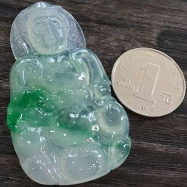 冰带色观音娘娘，完美起光色阳，冰清玉洁，面相好，性价比高，推荐，尺寸61.6*34.7*5.6mm