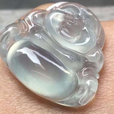 高冰佛公，尺寸：21.1*23.1*6mm，种老水足，饱满厚庄，品相佳。H17