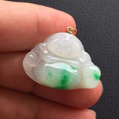冰糯种飘花笑佛挂件 色泽靓丽 底细干净