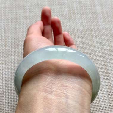 冰黄翡正装手镯，口径：53.5*12.3*6.8