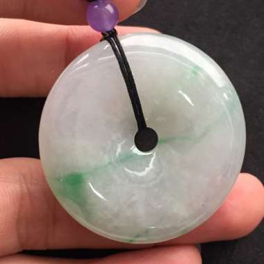 冰糯种飘花平安扣挂件一对