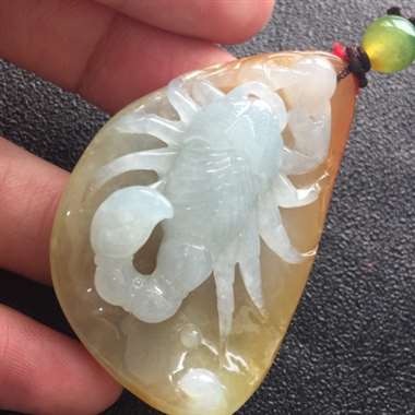 冰糯种黄皮 十二星座之天蝎座挂件