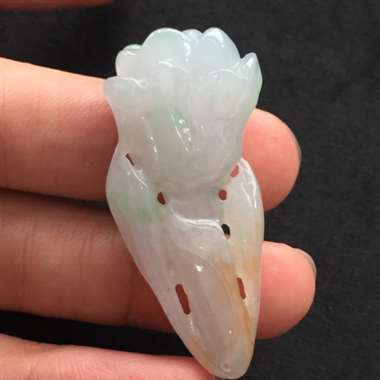 冰糯种飘双彩花挂件