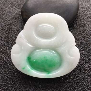 糯种飘绿花佛公挂件