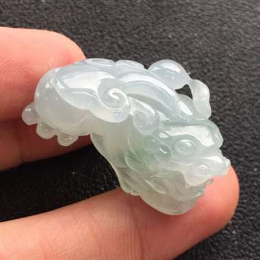冰种飘花貔貅挂件 冰爽通透 底细干净