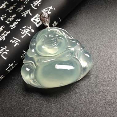 冰种晴水佛公 18K金扣 尺寸28-32-9毫米 冰种晴水佛公 18K金扣 尺寸28-32-9毫米