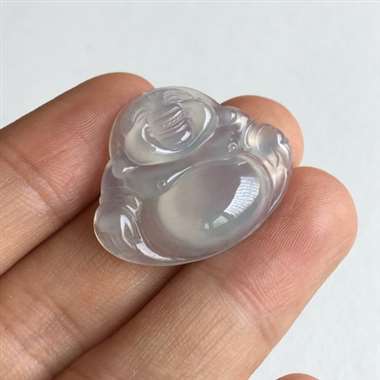冰种 笑佛 冰种 整体有底色 质地细腻 水润 种老 起光 起胶 开脸喜庆 大肚饱满 佩戴漂亮 无纹裂