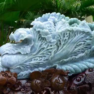 大白菜摆件 精美水润 冰糯 老坑春带彩 精美 招财进宝 财源广进 步步高升 升官发财 精美白菜摆件