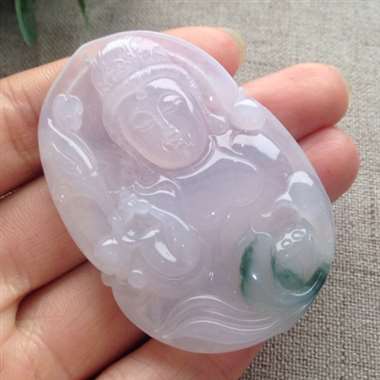 冰种大件飘花观音，完美！上身效果极好！