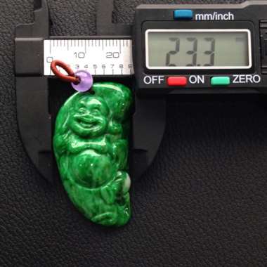 细豆种满绿布袋佛公吊坠 水润色辣 完美